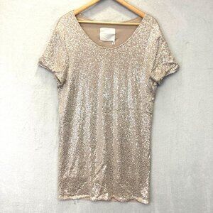 Victorias‎ Secret Sequined Shift Dress Womens Size Small Beige Silver Mini Short